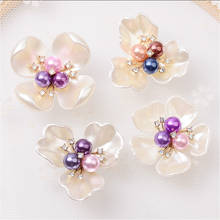 10 Pieces/Lot Colorful Imitation Pearl Flowers Inlay Rhinestone Crafts Bridal Hair Jewelry Brooch Accessories 2024 - buy cheap