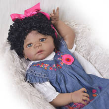 NPK-Muñeca de bebé Reborn de silicona para niñas, Reborn juguete de bebé de 55cm, para regalo del Día de los niños, muñecas negras africanas 2024 - compra barato