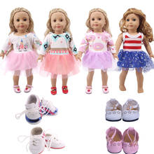 Boneca roupas bonito gaze saia mangas compridas para 18 Polegada boneca americana menina & 43 cm bebê recém-nascido, nossa geração, presentes para crianças 2024 - compre barato