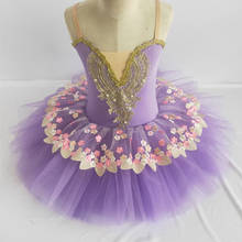 Vestido de balé feminino roxo branco profissional, tutu infantil adulto, balé de cisne, traje infantil de bailarina, vestidos de festa flor para meninas 2024 - compre barato