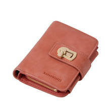 Women Short Wallets Genuine Leather Credit Card Holder Female Lock Wallet with Zipper Coin Pocket 2024 - buy cheap