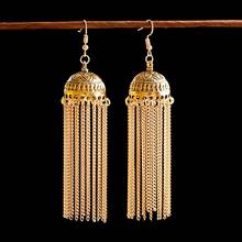 Ethnic Retro Women's Long Alloy Tassel Earrings Round Bells Jhumka Earrings Turkish Indian Classic Vintage Earrings Bijoux 2024 - buy cheap