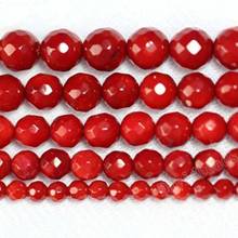 Fctory Price Natural Stone AA Quality Faceted Red Coral Round Beads 16" Strand 6 8 MM Pick Size For Jewelry Making 2024 - buy cheap