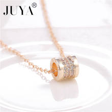 Ожерелье JUYA с круглым кулоном с инкрустацией из меди и циркония для женщин, цепочка из розового золота, ожерелье с подвеской на день рождения 2024 - купить недорого