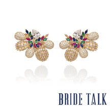 Bride-pendientes románticos de lujo para mujer, aretes de abeja de zirconia de colores, joyería de cristal, boda 2024 - compra barato