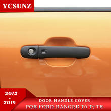 Cubiertas de manija de puerta para FORD RANGER Wildtrak T6 T7 T8 2012-2019 ABS negro con agujero inteligente 2020 2021 2024 - compra barato