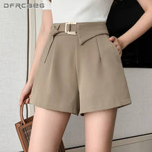Casual Loose Summer Womens Shorts With Metal Buttons 2021 High Waist Work Office Asymmetry Short Trousers Female Khaki 2024 - buy cheap