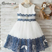 Vintage Blue Tulle Lace Baby Ball Gown Dress Girl Lacce Appliques Flower Girl Dress Pearls Beadings Baby First Communion Dress 2024 - buy cheap