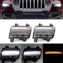 Luz diurna/seta de led para jeep wrangler jl 2018 2019, lâmpada drl, à prova d'água 2024 - compre barato