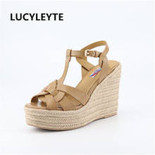 LUCYLEYTE 2019 Roman style wedge with women's sandals feet nude with fish mouth women's shoes rubber sole sexy women's sandals 2024 - buy cheap