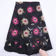 Black Swiss Voile Lace Fabric Embroidery Nigerian Dry Lace Fabrics For Dress African Punch Holes Cotton Swiss Lace Fabrics Y1896 2024 - buy cheap