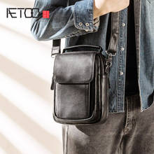 Сумка-мессенджер AETOO Мужская Вертикальная, модная сумочка из натуральной кожи, повседневный саквояж на плечо 2024 - купить недорого
