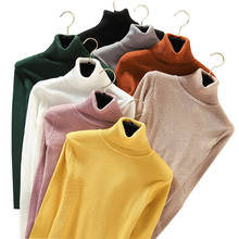 Suéteres de cuello alto para mujer, jerseys de manga larga, moda de otoño, suéter delgado de punto Rosa coreano, novedad de 2021 2024 - compra barato