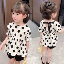 Children Clothing Kids Clothes 2021 Summer New Dots Chiffon Shorts Two Piece Set Baby Sweet Girls Fashion 2024 - buy cheap