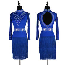 New Style Latin Dance Costume Performance Clothing High-end Blue Fringed Latin Dance Dress Women Sexy Black Tassels Skirt 2024 - buy cheap