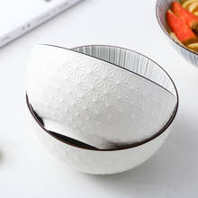 Creative Japanese style 6 inch embossed ramen bowl ceramic large instant noodle bowl hotel noodle house home soup bowl 2024 - buy cheap