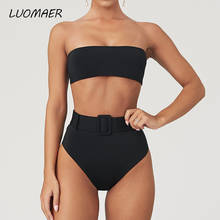 2020 Sexy Black Swimwear Women Swimsuit High Leg Bandeau Bikinis Set Swimming for Bathing Suit Woman Swimsuits High Waist Bikini 2024 - buy cheap