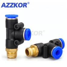 AZZKOR 5pcs PD T-shaped Side Tee Quick Joint Air Connector Pneumatic Fitting Male-thread Pneumatic Connector 1/2''3/8"1/4''1/8" 2024 - buy cheap