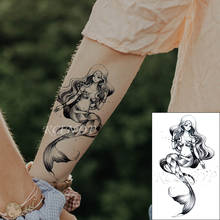 Водонепроницаемый Временные татуировки стикер Сексуальная Русалка Длинные волосы девушка поддельные татуировки флэш рука нога татуировка для девушки женщины мужчины 2024 - купить недорого