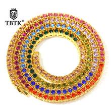 TBTK Iced Out Mutil-colored Rhinestones Tennis Chain Rainbow Hiphop Necklace Fashion Men Women Jewelry Drop Shipping 2024 - buy cheap