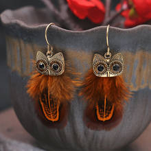 Newest Fashion Statement Owl Feather Earrings For Women Boho Vintage Geometric Dangle Hanging Drop Earrings 2019 Gift For Friend 2024 - buy cheap