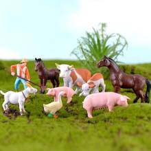 Figuras de animales en miniatura para decoración del hogar, figurillas de animales de granja, OJ, cerdo, caballo, vaca, oveja, pato, Cabra, accesorios de jardín 2024 - compra barato