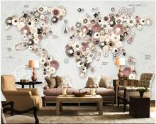 3d papel de parede personalizado mural foto flores pavimentadas o mapa do mundo sala estar decoração da casa 3d murais parede para paredes 3 d 2024 - compre barato
