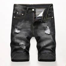 Высокое качество рваные джинсовые короткие до колена мужские джинсы прямые брюки мужские джинсы Брюки Homme 2024 - купить недорого