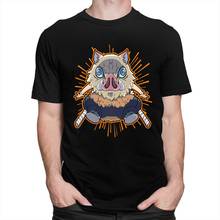 Модная мужская футболка Inosuke Hashibira Demon Slayer, хлопковая футболка с коротким рукавом и круглым вырезом, футболка Kimetsu No Yaiba, футболка Pig Fury 2024 - купить недорого