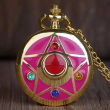 Golden Anime Janpanese Cosplay Necklace Movie Theme  Pocket Watch Steampunk Watch With Chain Pendant 2024 - buy cheap