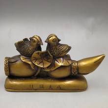 Chinese Antique Old bronze sculpture lotus root mandarin duck Home decoration 2024 - buy cheap