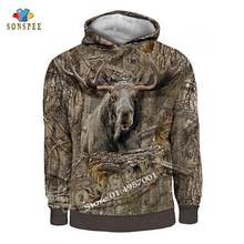 New Men Hoodie Beutiful Moose Hunting Camo 3D Print Hooded Sweatshirts Unisex Fashion Casual Streetwear Long Sleeve Hoody Shirts 2024 - buy cheap