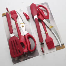 Pegador de comida para cozinha, pinça de aço inoxidável para pão, bife, silicone anti-escaldante, para churrasco, tesoura de churrasco, conjunto com 304