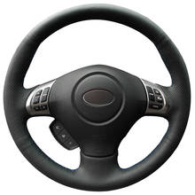 Сшитая вручную черная натуральная кожа чехол рулевого колеса автомобиля для Subaru Forester 2008-2012 Impreza 2008-2011 Legacy 2008-2010 2024 - купить недорого