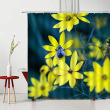 Estilo rural flores amarelas cortinas de chuveiro do banheiro banheira decoração à prova dwaterproof água poliéster tecido pano cortina com ganchos 2024 - compre barato