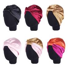 Touca feminina cetim, chapéu turbante para cuidados com o cabelo 2024 - compre barato