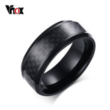 Vnox Черный углеродного Волокно панк кольцо для Для мужчин 8 мм Нержавеющая сталь свадебные Для мужчин S Кольца ювелирные изделия 2024 - купить недорого