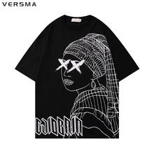 Camiseta versma coreana ulzzang, camiseta masculina e feminina estilo hip hop, gótica, de grandes dimensões, vintage 2024 - compre barato
