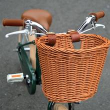 Kids Front Handlebar Bike Basket Artificial Woven ChildrenBag for All Type Bicycles Teen or Adult Cycling Accessories 2024 - buy cheap