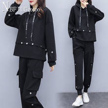 2020 New Black Color Women Sets Hooded Sweatshirt And Pants Female Sets 2024 - buy cheap