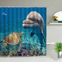 Cortinas impermeables con gancho para baño, visillo de ducha con forma de tortuga marina, Delfín, pulpo, Animal en el océano, decoración de baño 2024 - compra barato