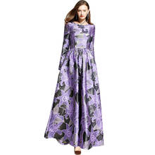 Vestido de pasarela Vintage de Jacquard para mujer, manga larga hasta el tobillo, precioso vestido largo Floral para primavera 2024 - compra barato