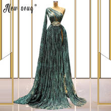 Arabic Long Sleeve Muslim Evening Dress with Cape vestido de festa вечернее платье with Beaded Belt 2021 Dark Green Prom Gown 2024 - купить недорого