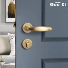 Goo-ki soild conjunto de alavanca de fechadura de porta de bronze moderno interior fechadura de porta anti-roubo fechadura de porta ferragens para porta de 35-50mm 2024 - compre barato