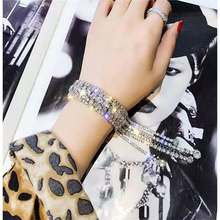 Moda feminina conjunto completo de pulseiras de cristal brilhante longo reno pedra pulseira noiva casamento luxo pulseira de ouro dia dos namorados 2024 - compre barato