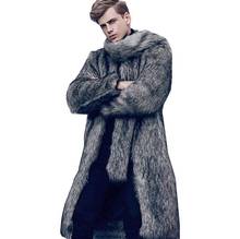 Grey faux mink fur leather jacket mens trench coat warm fur leather coat men loose jackets clothes winter autumn thicken fashion 2024 - buy cheap