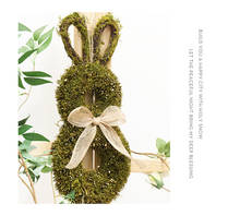 Porta de coelho da páscoa suspensa, guirlanda de coelho verde em forma de coelho, decoração da casa, musgo, jardim, adereços de fotografia 2024 - compre barato