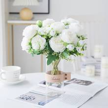 White Roses Artificial Flowers Silk Peonies Wedding Decorative Vases for Home Decor Bride Bouquet Foam Craft Gifts Fake Plants 2024 - buy cheap
