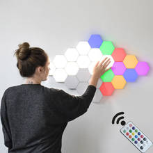 Remote Control Touch Led Wall Lamp Honeycomb Modular Assembly Helios Rgb Quantum Lights For Home Docer Magnetic Lighting Bedroom 2022 - buy cheap