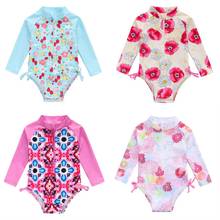 Baby Girls Swimwear UPF 50+ Sun Protection Long Sleeve One-Piece Swimsuit With Zipper with Cool Printing Good Quality 2024 - buy cheap
